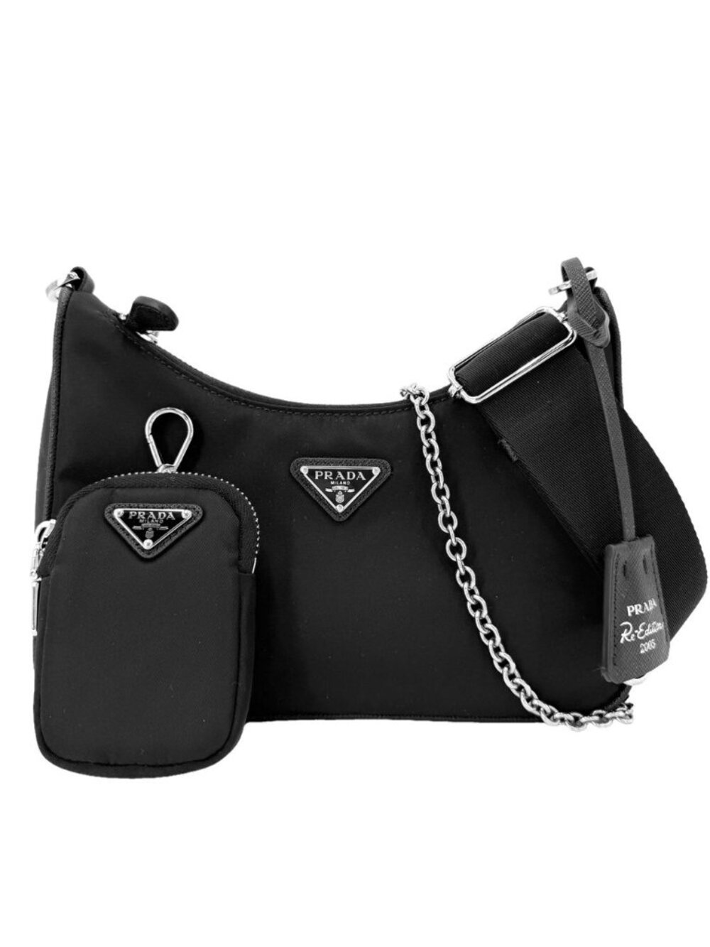 Prada Shoulder Bag Re Edition 2005 Re-Nylon Crossbody Nylon Black Silver